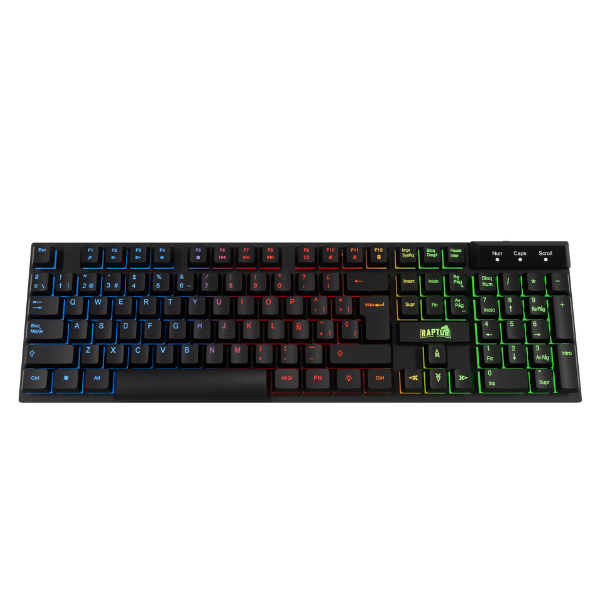 TECLADO GAMER RAPTOR FIRECLAW M1 MEMBRANA RAINBOW 7 COLORES (2153)