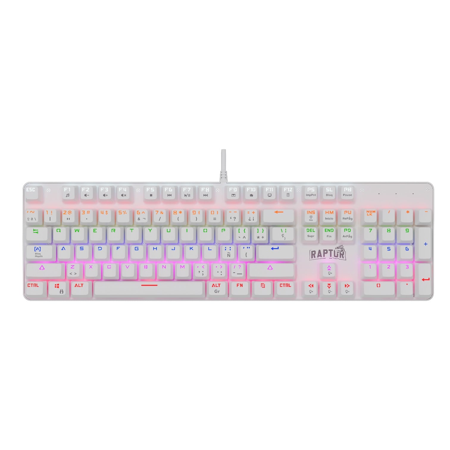 TECLADO GAMER RAPTOR FIRECLAW M104 MECANICO RETROILUMINADO SWITCH RED OUTEMU WHITE (7862)