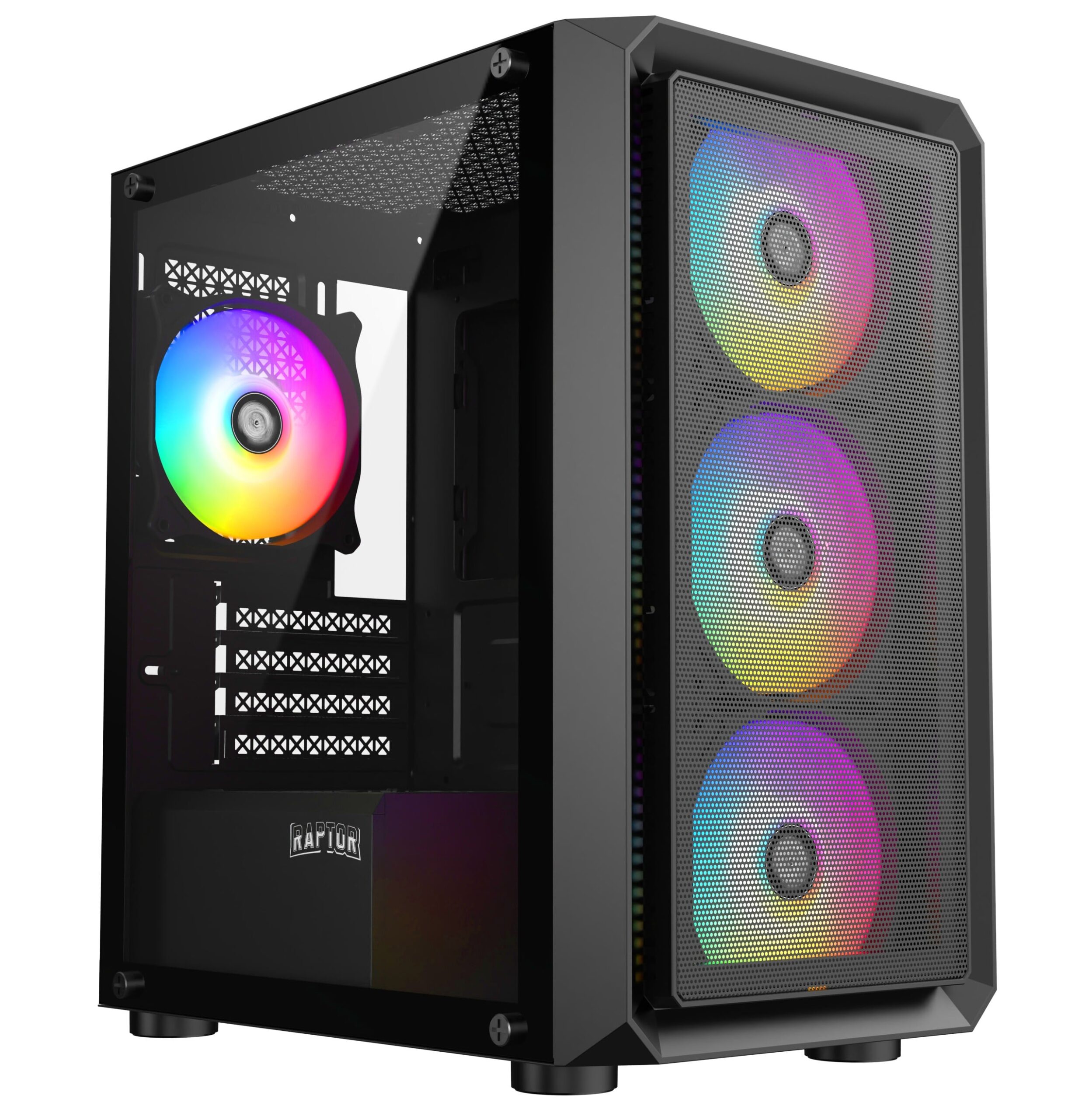 GABINETE RAPTOR INFINITY MESH TG X2 MID-TOWER RGB FAN X4 (6714)