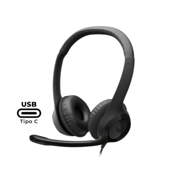 AURICULAR C/MICROFONO LOGITECH H390 USB-C NEGRO 981-001575
