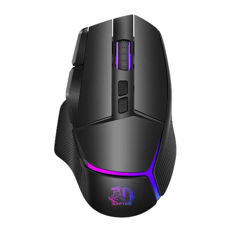 MOUSE GAMER RAPTOR STORM GRIP WIRELESS 9 BOTONES 24000DPI RETROILUMINADO C/SOFT BLACK (2982)