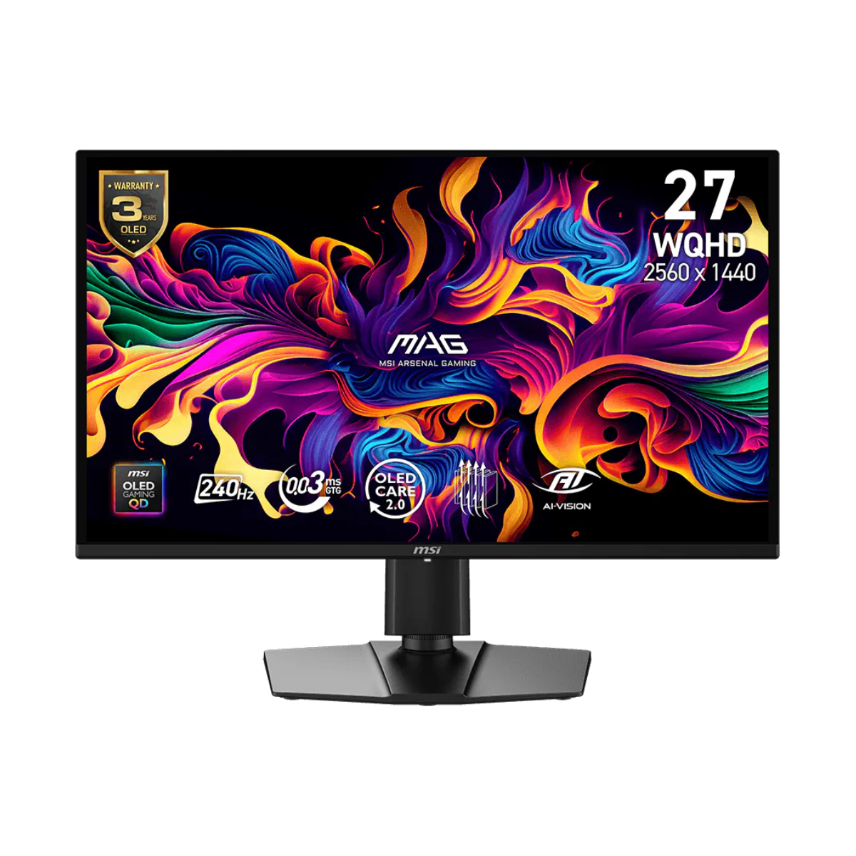 MONITOR GAMER MSI 27" MAG 274QD QHD OLED 240HZ 0.03MS FLAT 2XHDMI + 1XDP (II) (4026)