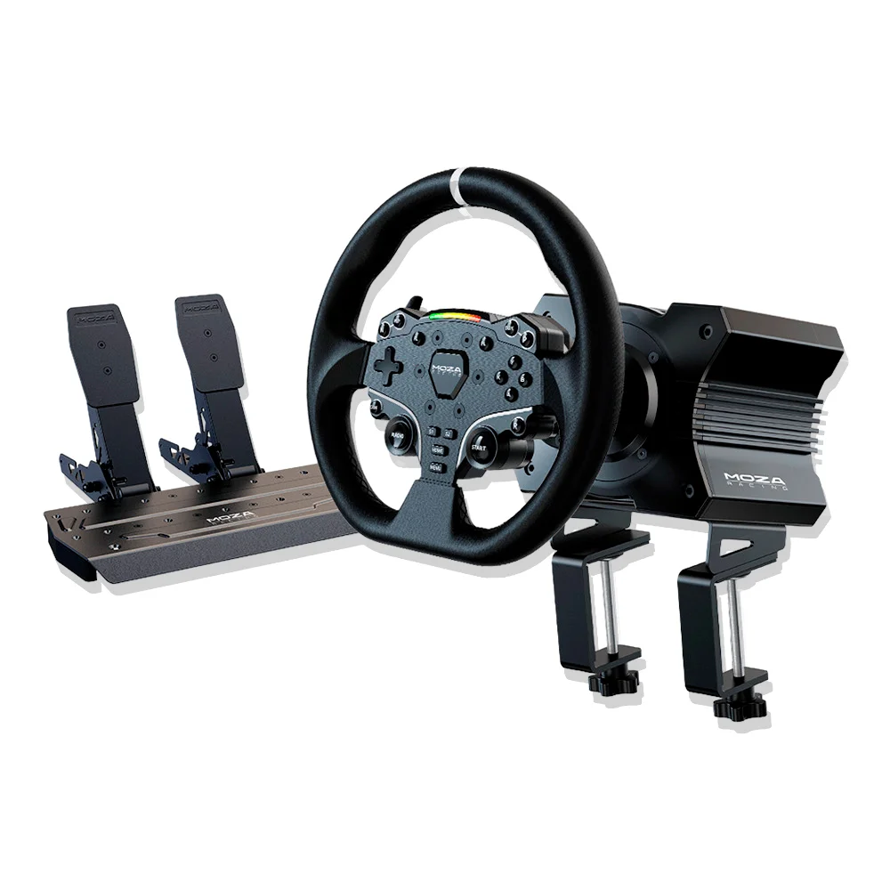 KIT VOLANTE BASE Y PEDALES MOZA R5 PARA PC