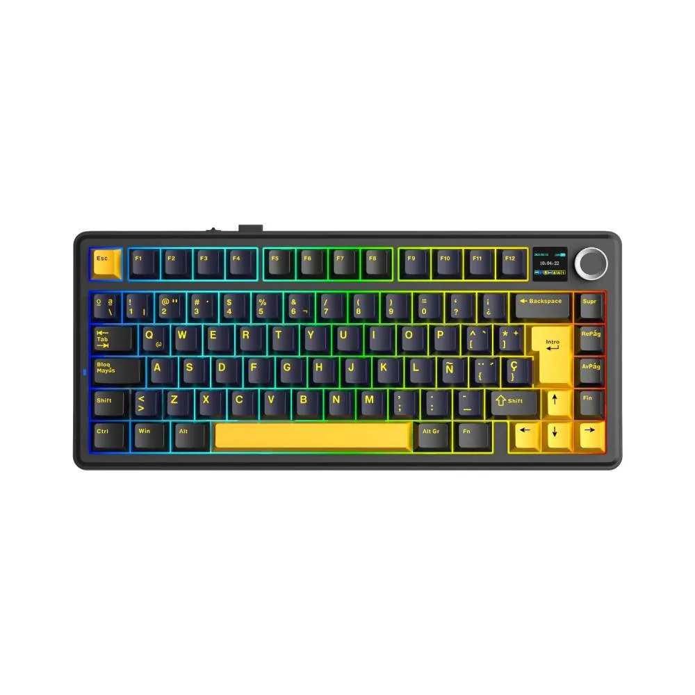 TECLADO MECANICO AULA F75 MAX BLACK+DARK BLUE+ ORANGE SW STAR VECTOR WIRELESS