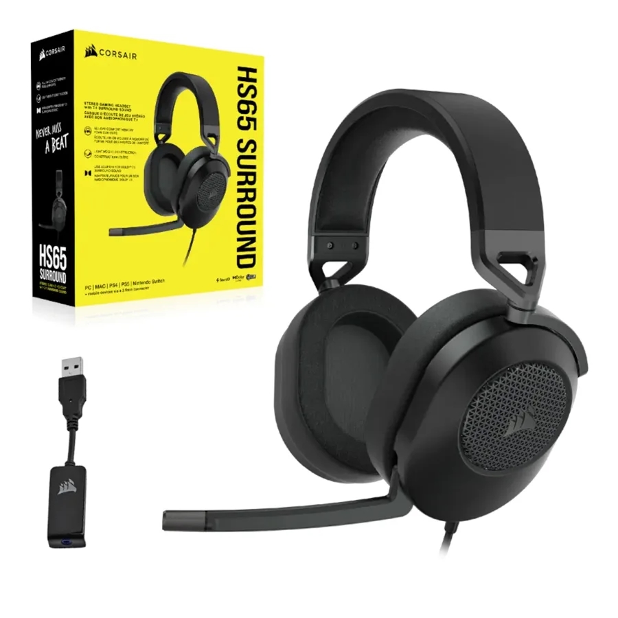 AURICULAR CORSAIR HS65 GAMING SURROUND 7.1 CARBON