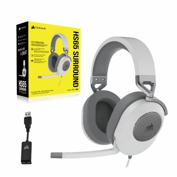 AURICULAR CORSAIR HS65 GAMING SURROUND 7.1 WHITE
