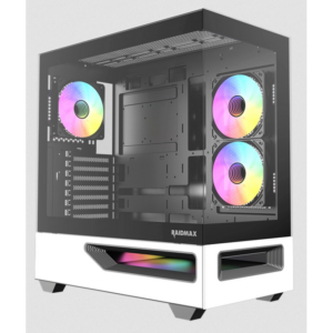 GABINETE GAMER RAIDMAX HURRIKAN H200 WHITE/BLACK ARGB CONTROL HUB PWM E-ATX