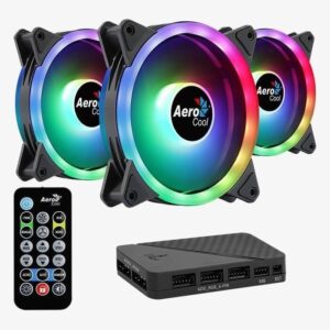 KIT DE 3 FANS AEROCOOL DUO 12 PRO CON CONTROLADORA Y CONTROL