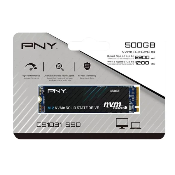 DISCO SOLIDO SSD PNY 500GB NVME M2 CS1031 2200MB/S GEN3 X4 SIMIL 480GB