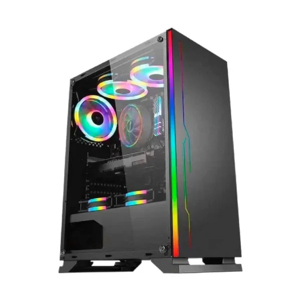 GABINETE GAMER RGB SHENLONG GT-701 MID TOWER 1 FAN RAINBOW ACRILICO