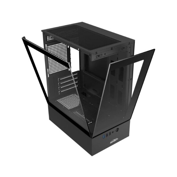 GABINETE GAMER SENTEY H10 BLACK GLASS MATX SIN COOLERS