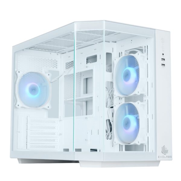 GABINETE GAMER EVOLABS PRIMACY WHITE EVO-300MW ATX 3 COOLERS ARGB