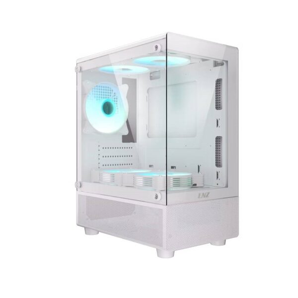 GABINETE GAMER LNZ P11 MESH 5 COOLERS ARGB WHITE