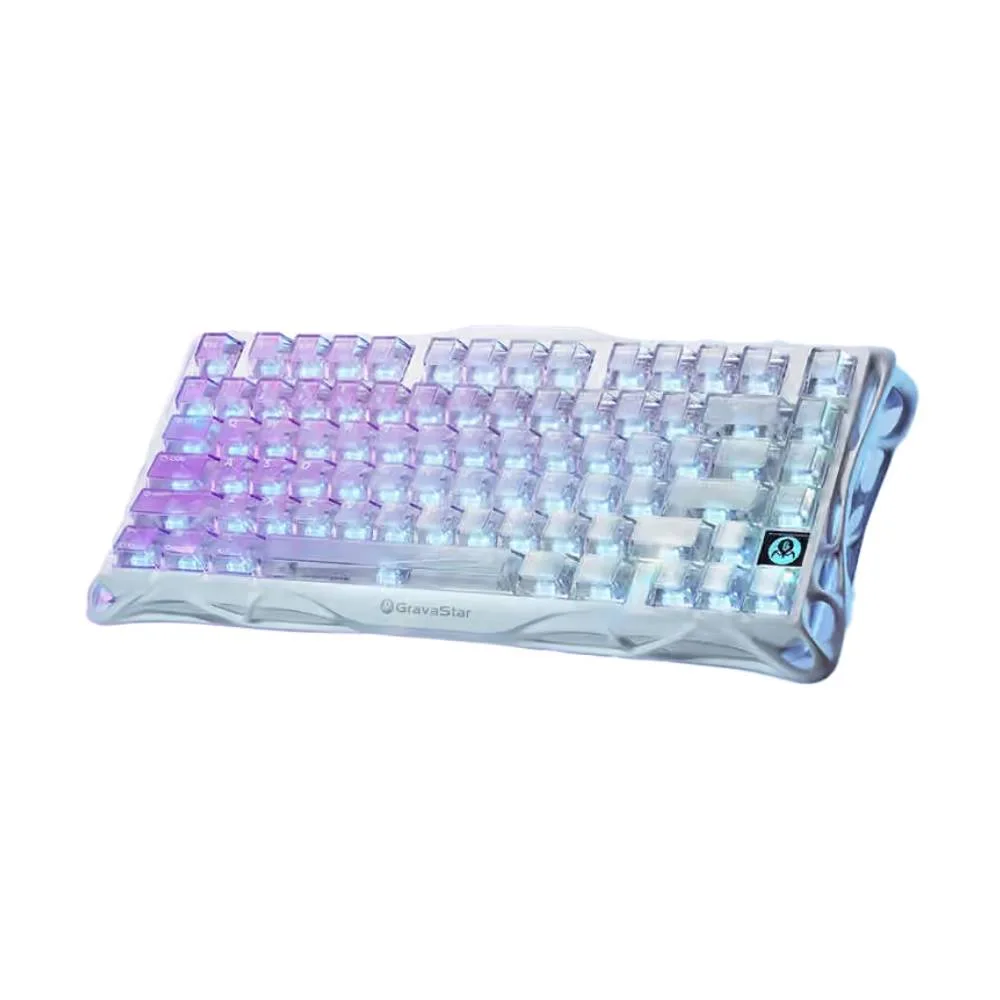 TECLADO MECANICO WIRELESS GRAVASTAR MERCURY K1 LITE CRYSTAL AUROA