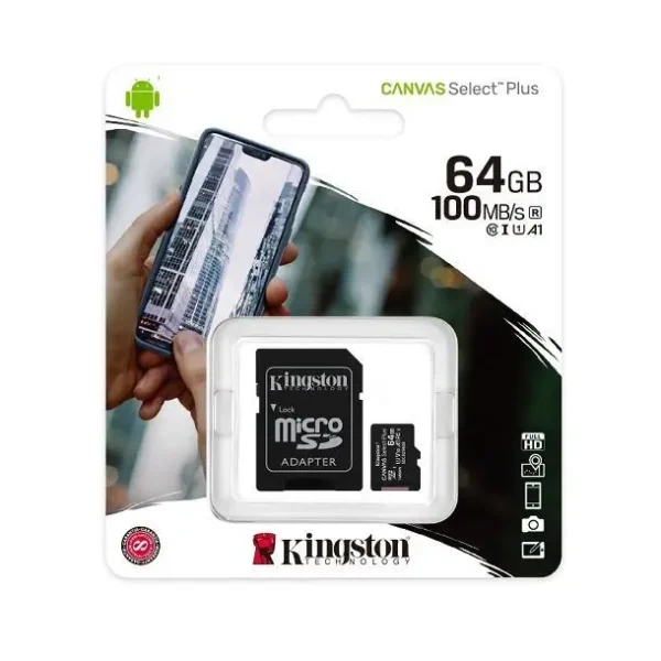 MEMORIA MICRO SD 64GB CANVAS SELECT PLUS CLASE 10 KINGSTON