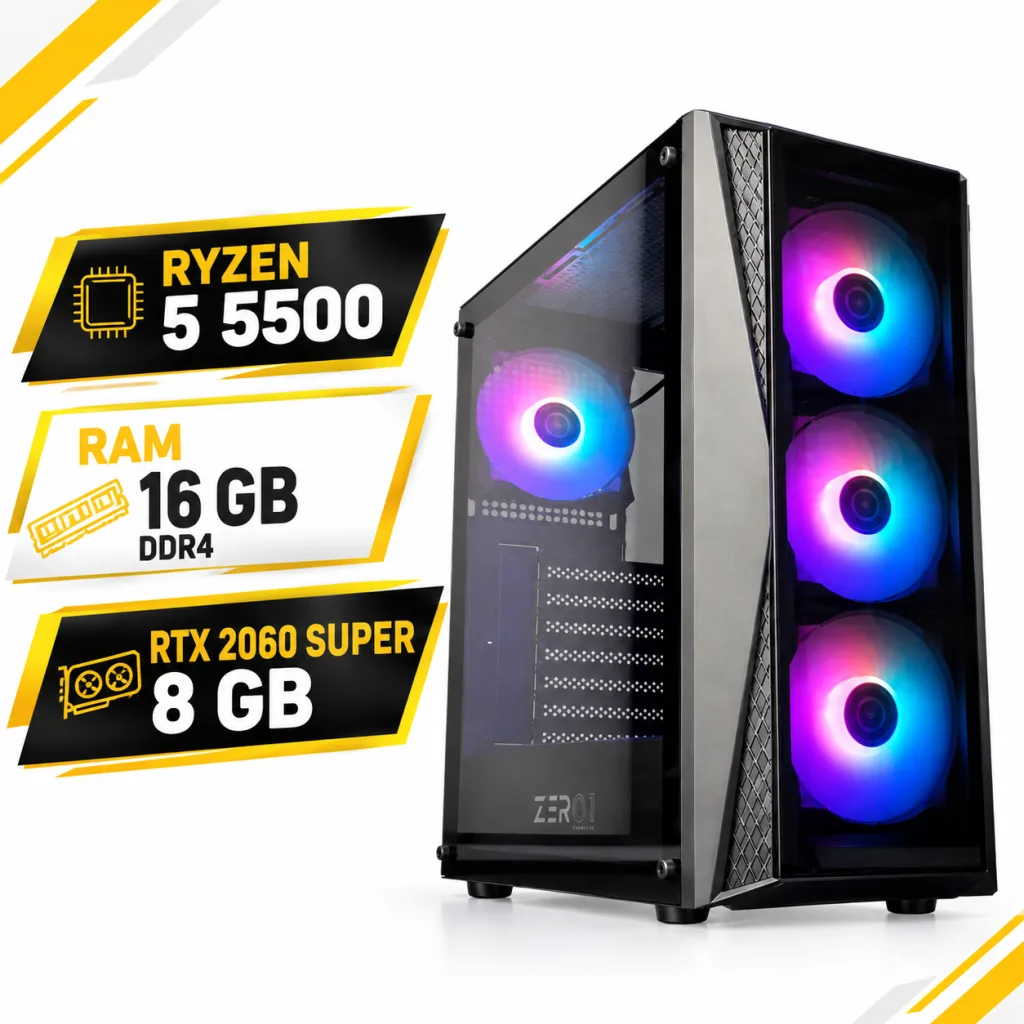 PC GAMER AMD RYZEN 5 5500 16GB 480GB RTX 2060 SUPER 8GB 700W GABINETE RGB