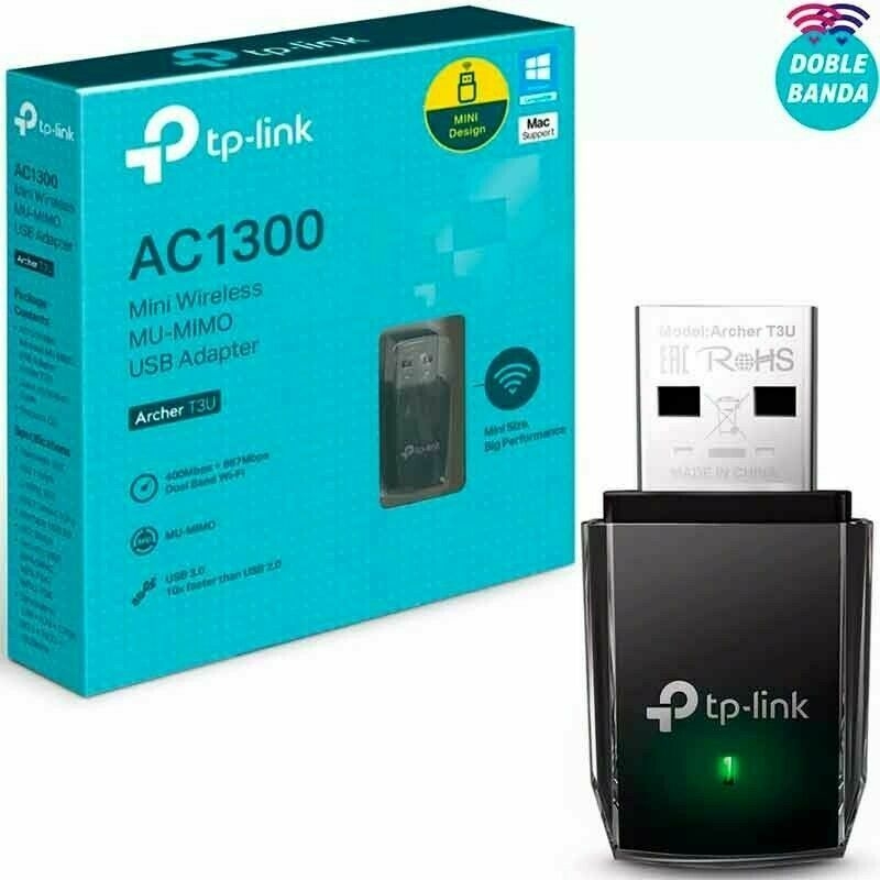 PLACA WIFI ARCHER T3U P.REDW USB AC1300 DUAL BAND MU MIMO