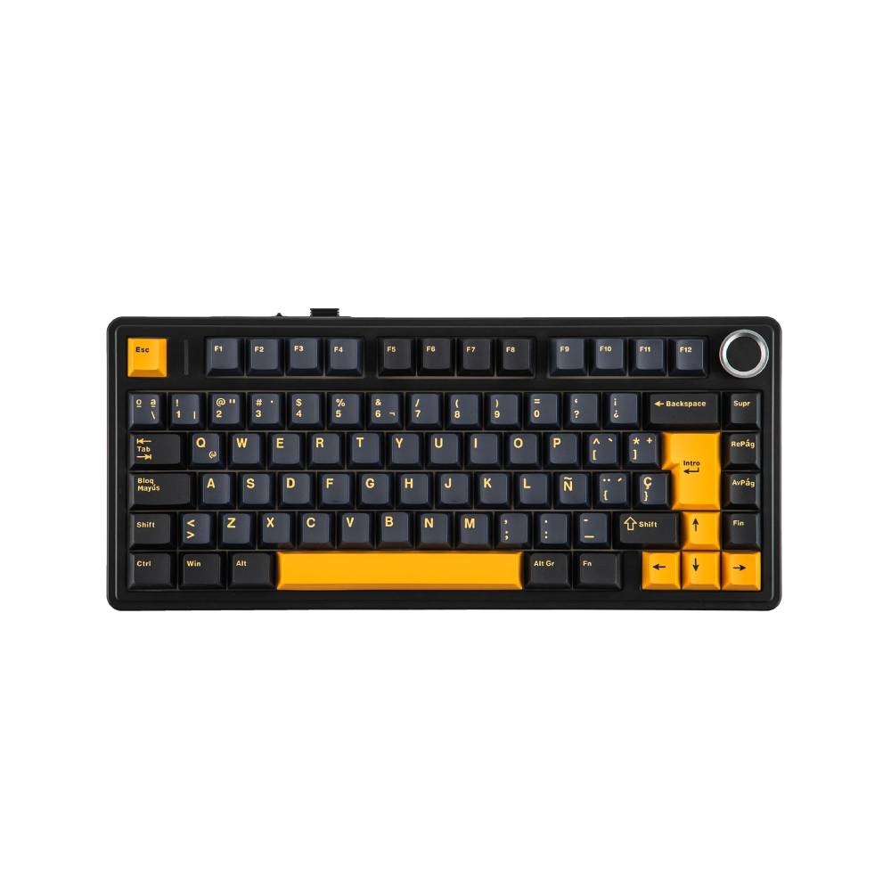 TECLADO MECANICO AULA F75 BLACK DARK BLUE ORANGE WIRELESS SW REAPER