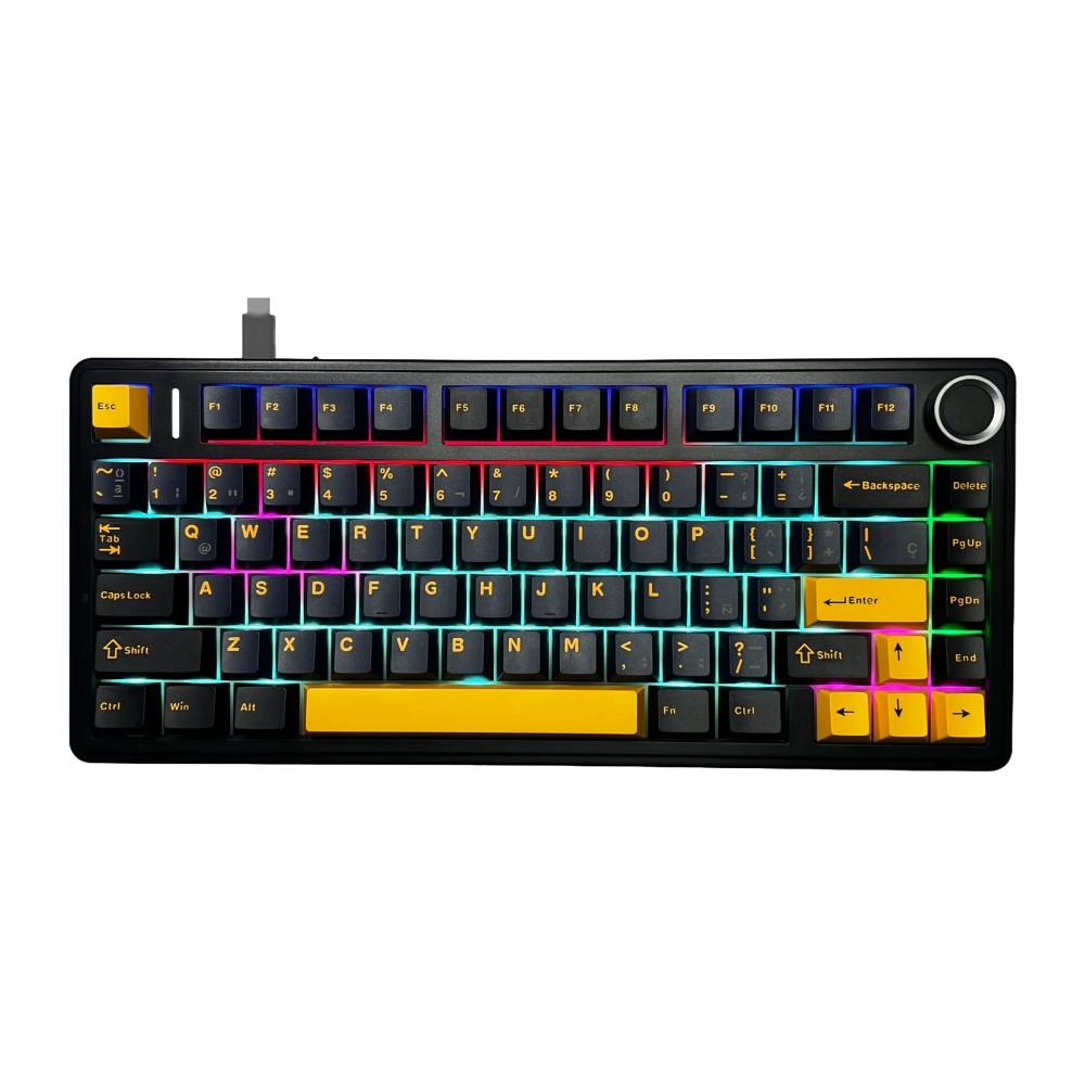TECLADO MECANICO AULA F75 WIRED BLACK+DARK BLUE+ ORANGE SW PINK