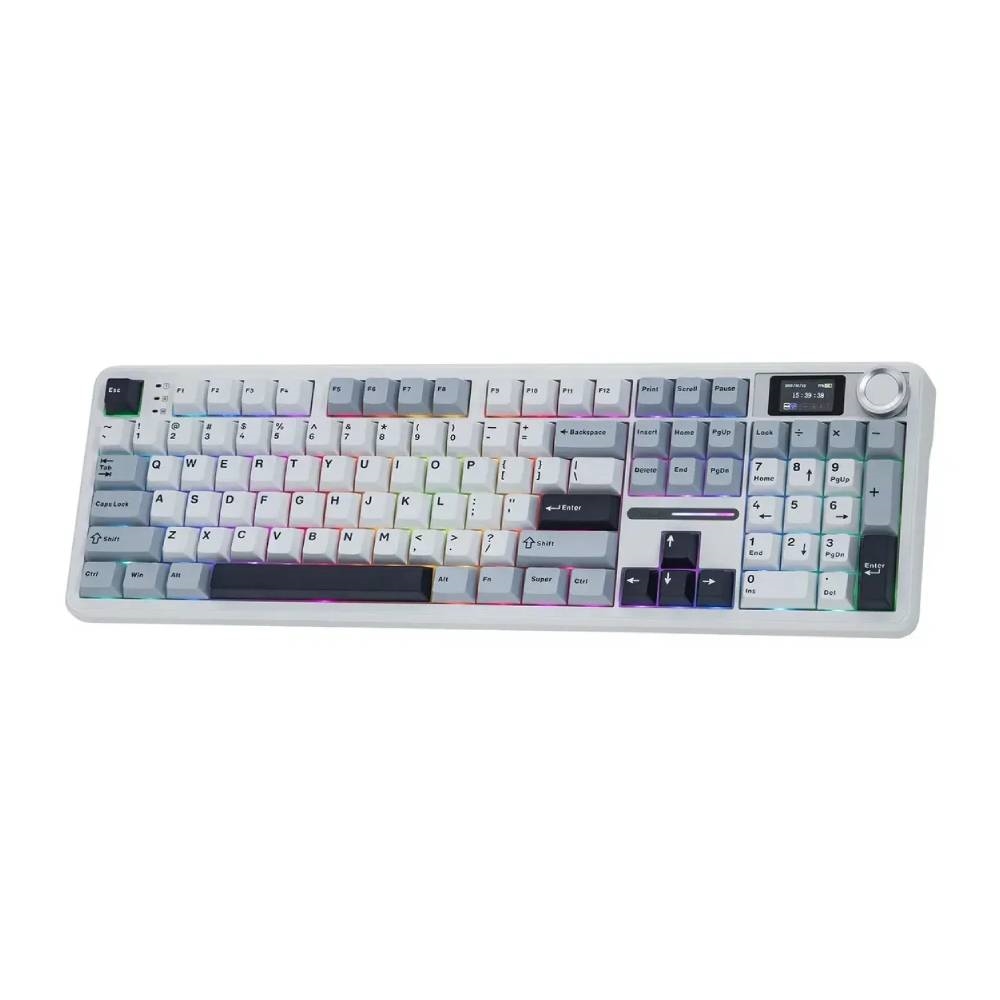 TECLADO MECANICO AULA F108 PRO LIGHT BLUE + WHITE + BLACK PURPLE SW REAPER WIRELESS