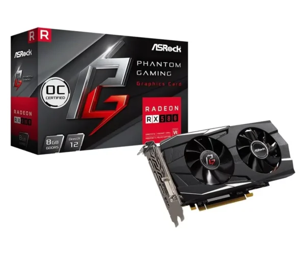 PLACA DE VIDEO AMD RX 580 8GB GDDR5 ASROCK PHANTOM GAMING (USADA)