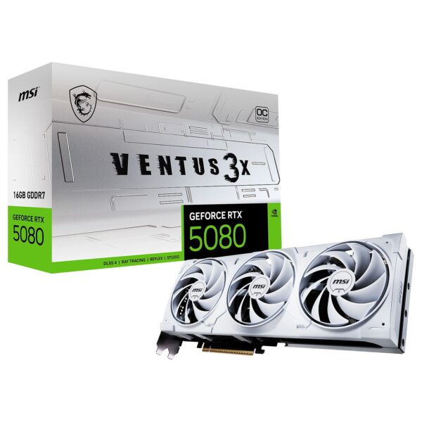 PLACA DE VIDEO NVIDIA GEFORCE RTX 5080 MSI VENTUS 3X OC WHITE 16GB