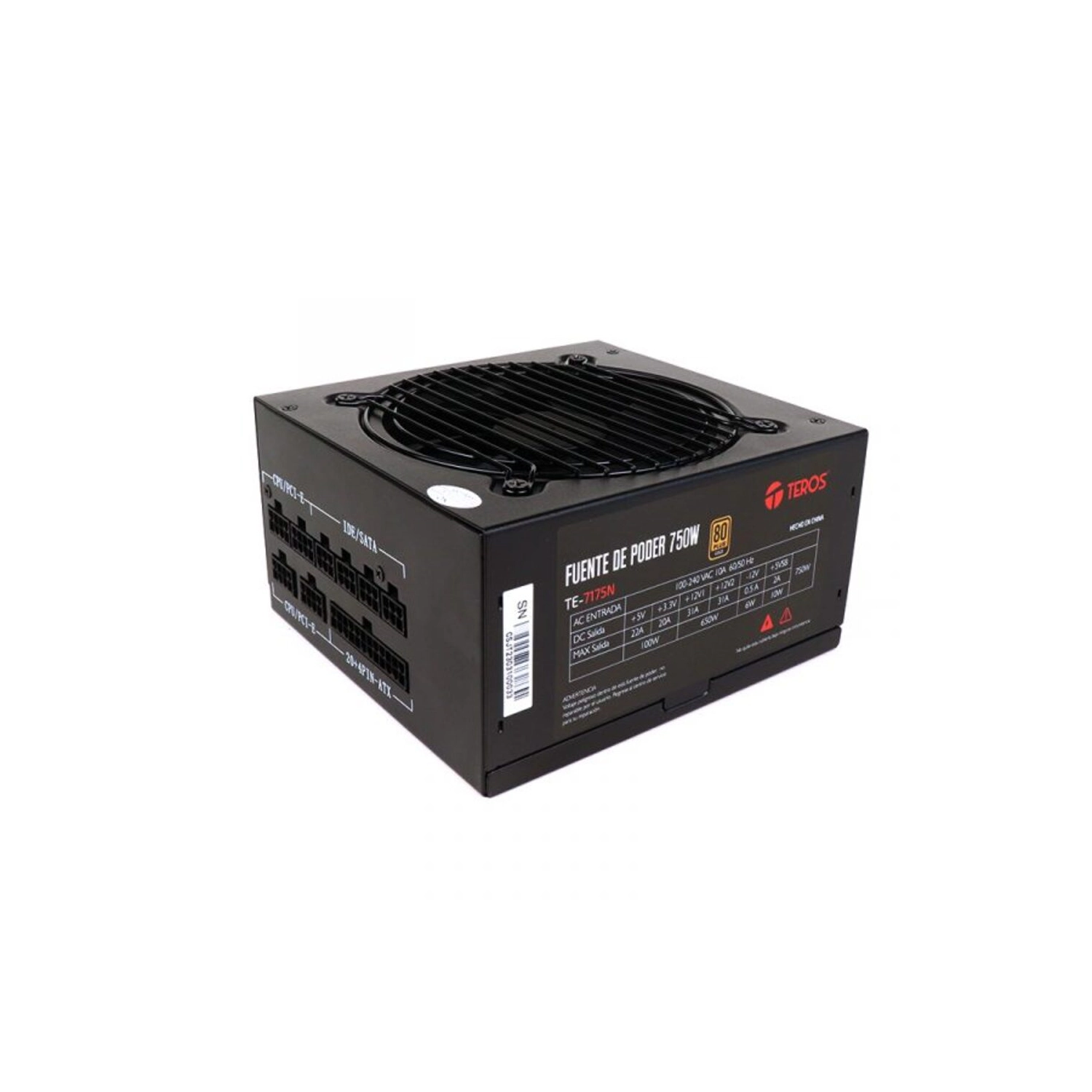 FUENTE TEROS TE-7175N 750W 80 PLUS GOLD ATX FULL MODULAR