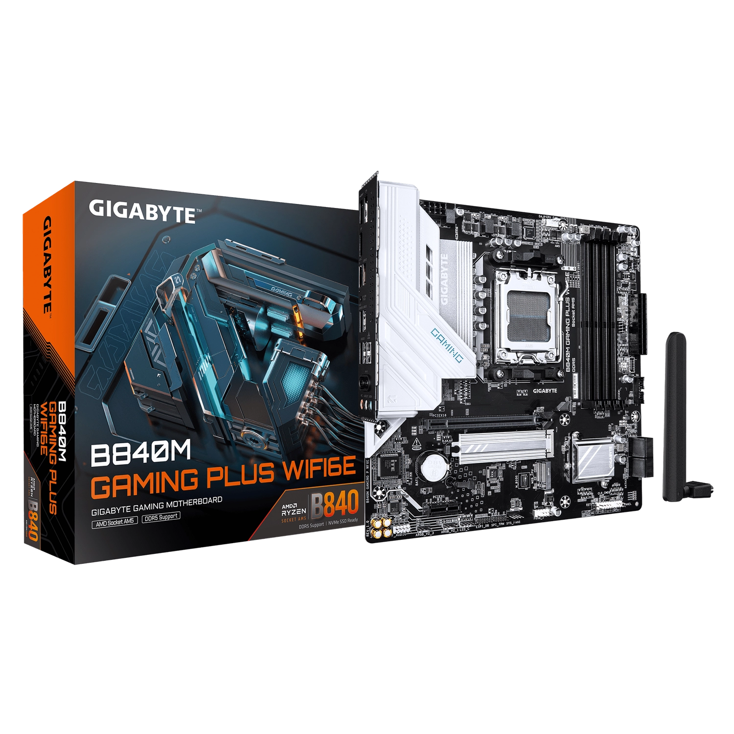 MOTHERBOARD GIGABYTE B840M GAMING PLUS WIFI6E AM5 DDR5