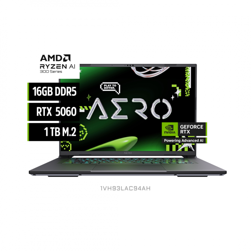 GIGABYTE NOTEBOOK AERO X16 1V RYZEN AI 7 350 RTX 5060 165HZ DDR5 16GB M2 1TB WIN11 HOME